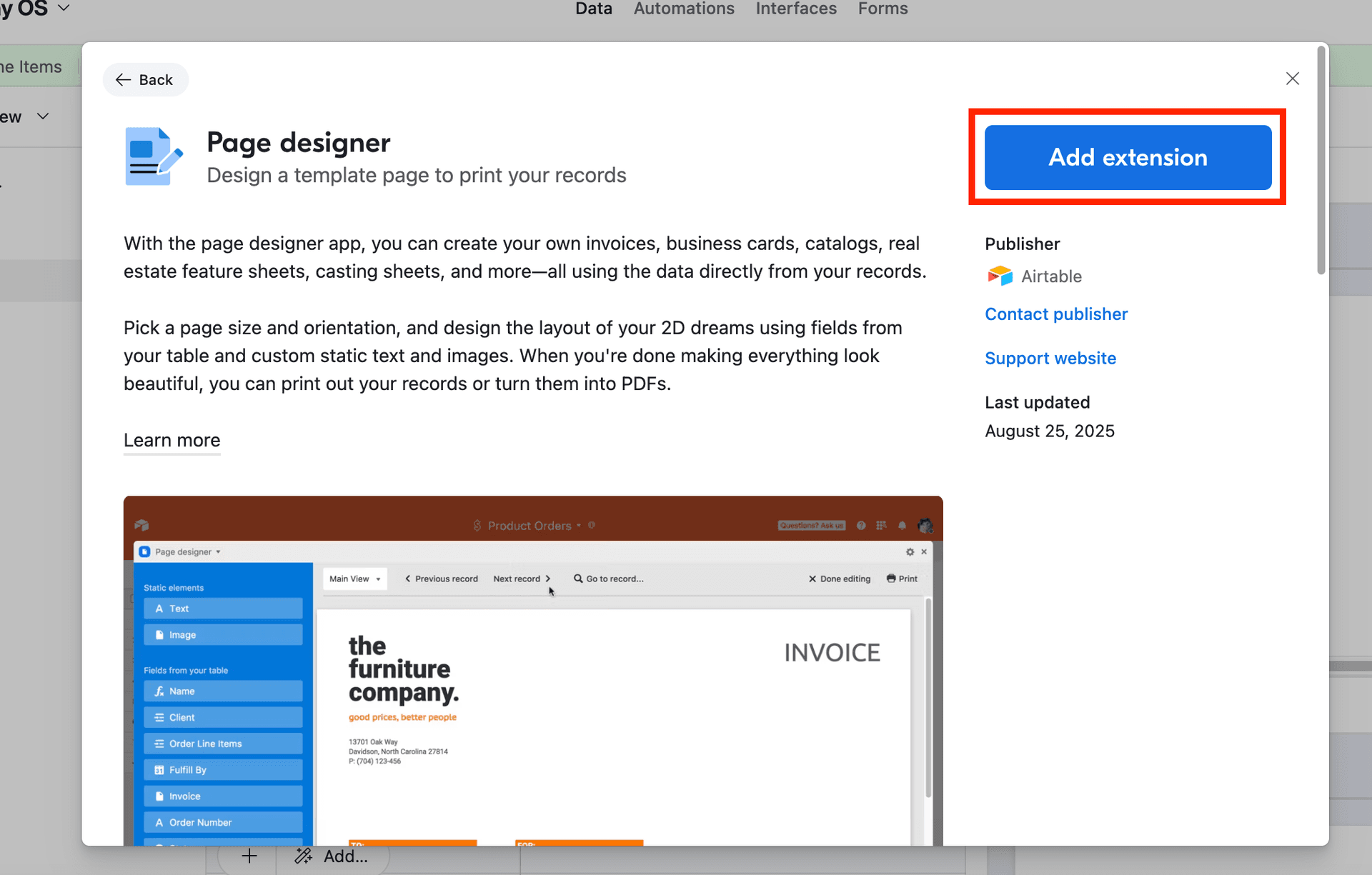 Add Page Designer extension