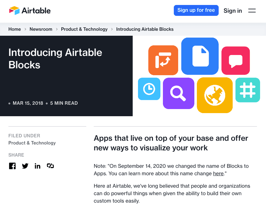 Airtable Blocks from 2018