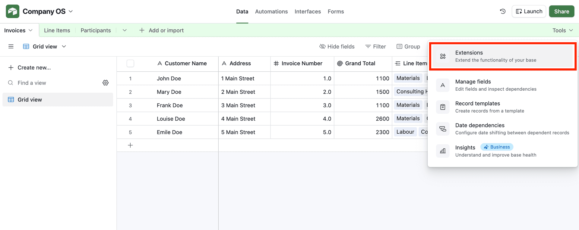 Installing extensions in Airtable
