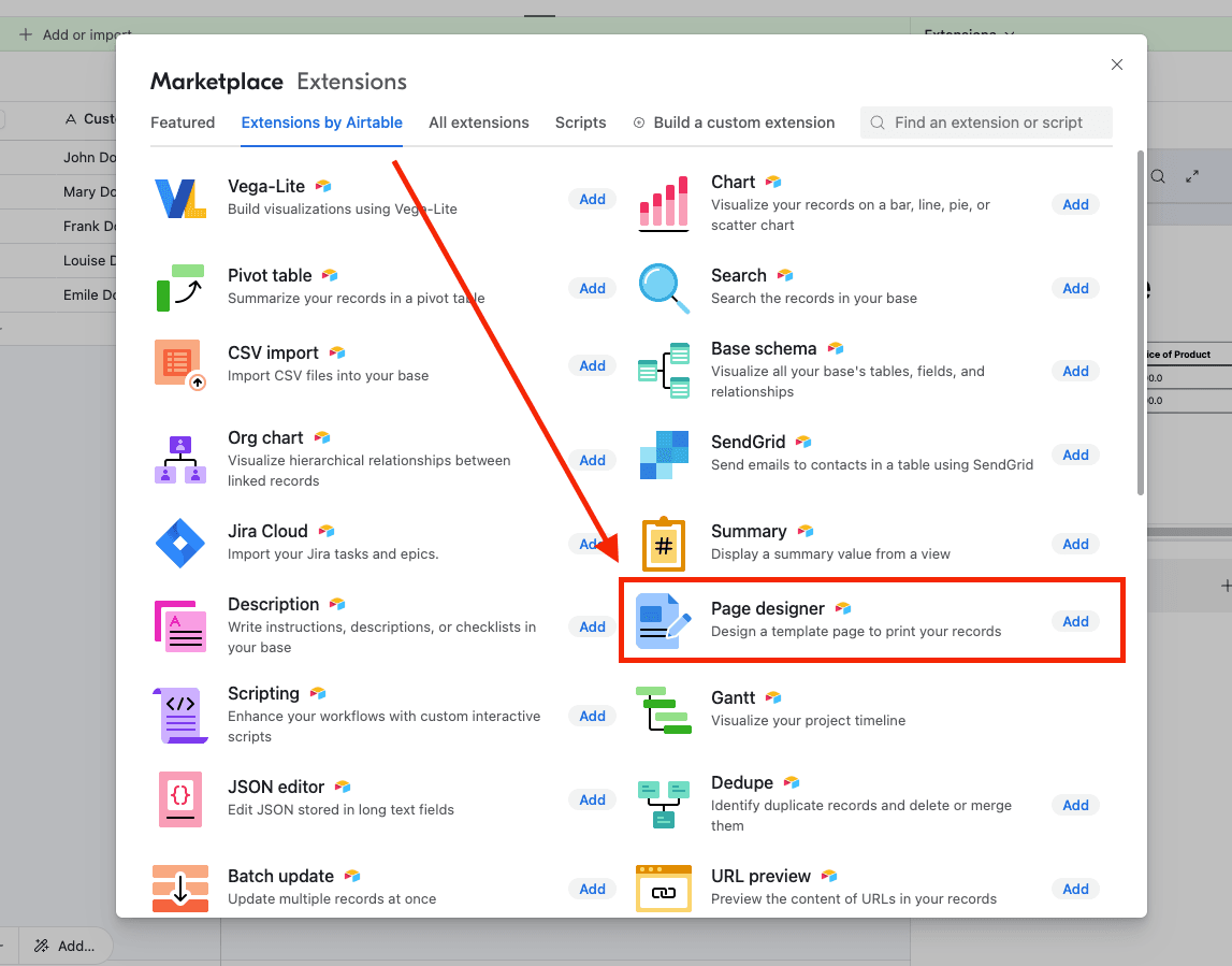 Official Airtable extensions
