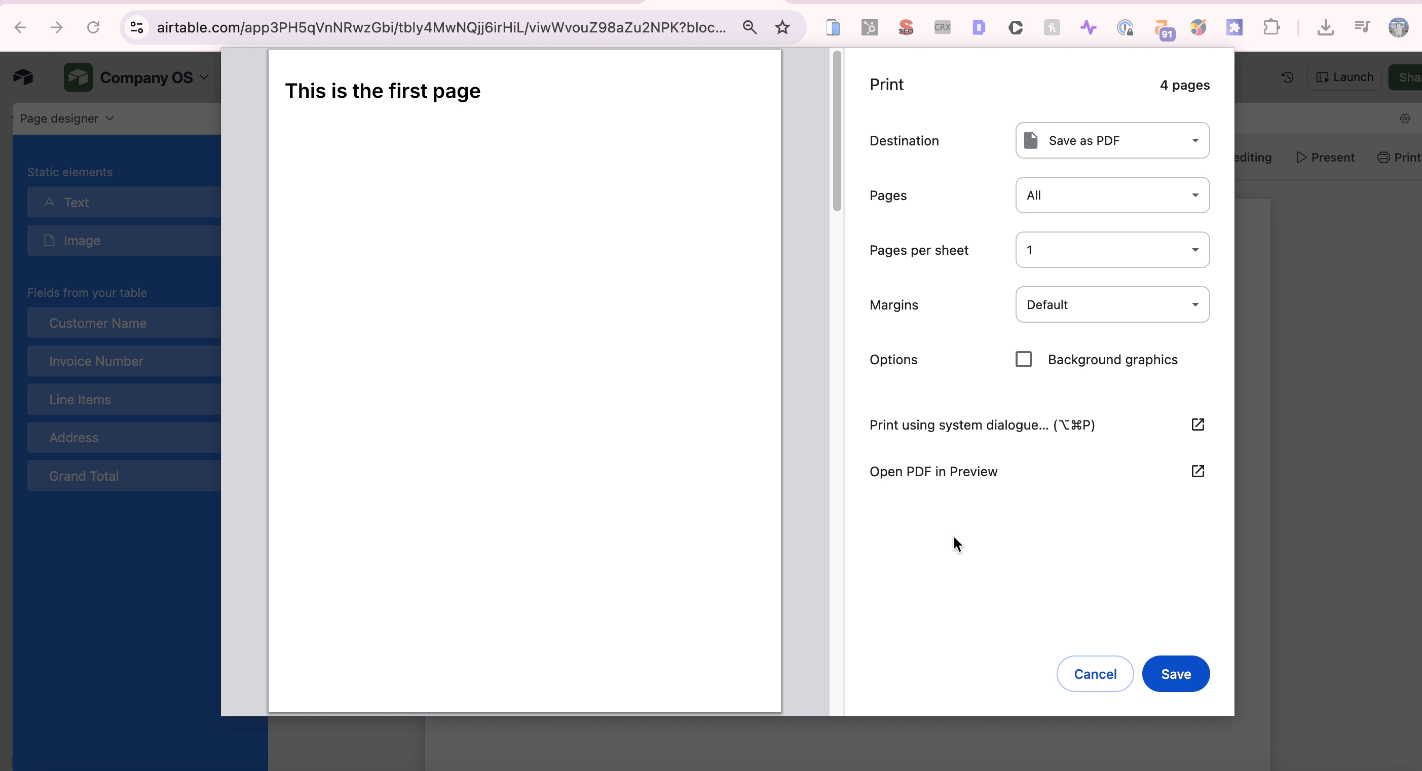 Output PDF with multiple pages