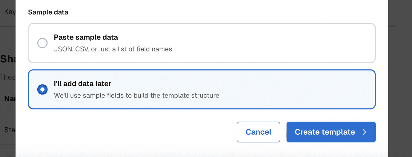 Choosing to provide your own sample data or let DocuPotion generate it