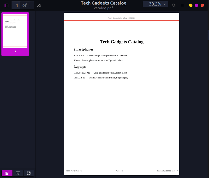 PDF with headers and footers in Playwright