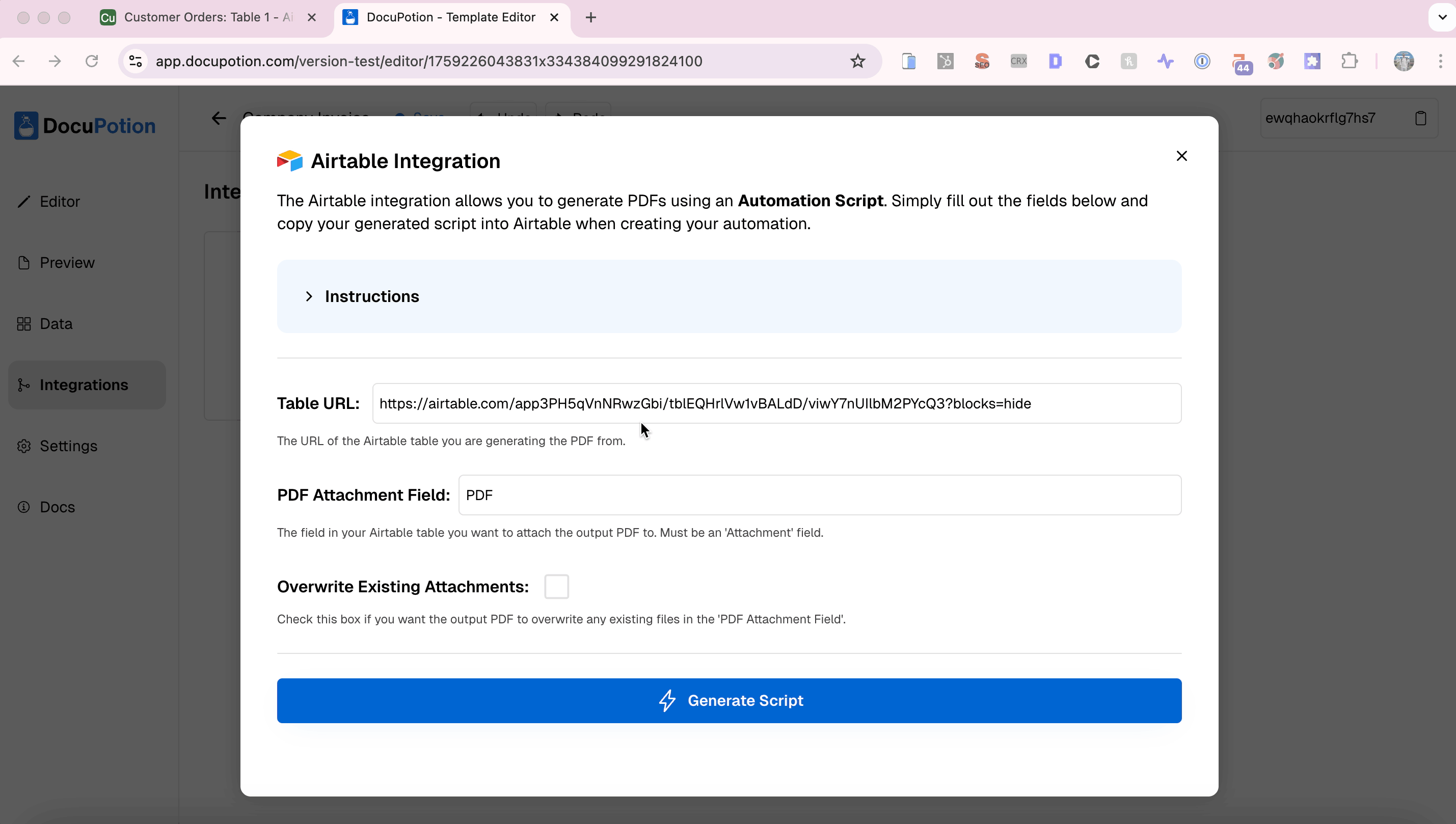 Generating Airtable automation script