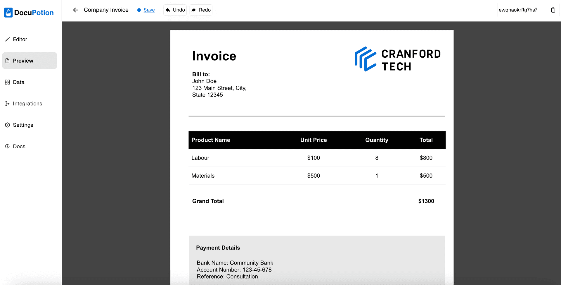 Preview tab in DocuPotion editor