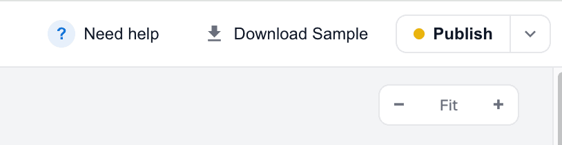The Publish and Download Sample buttons in the top right of the DocuPotion editor