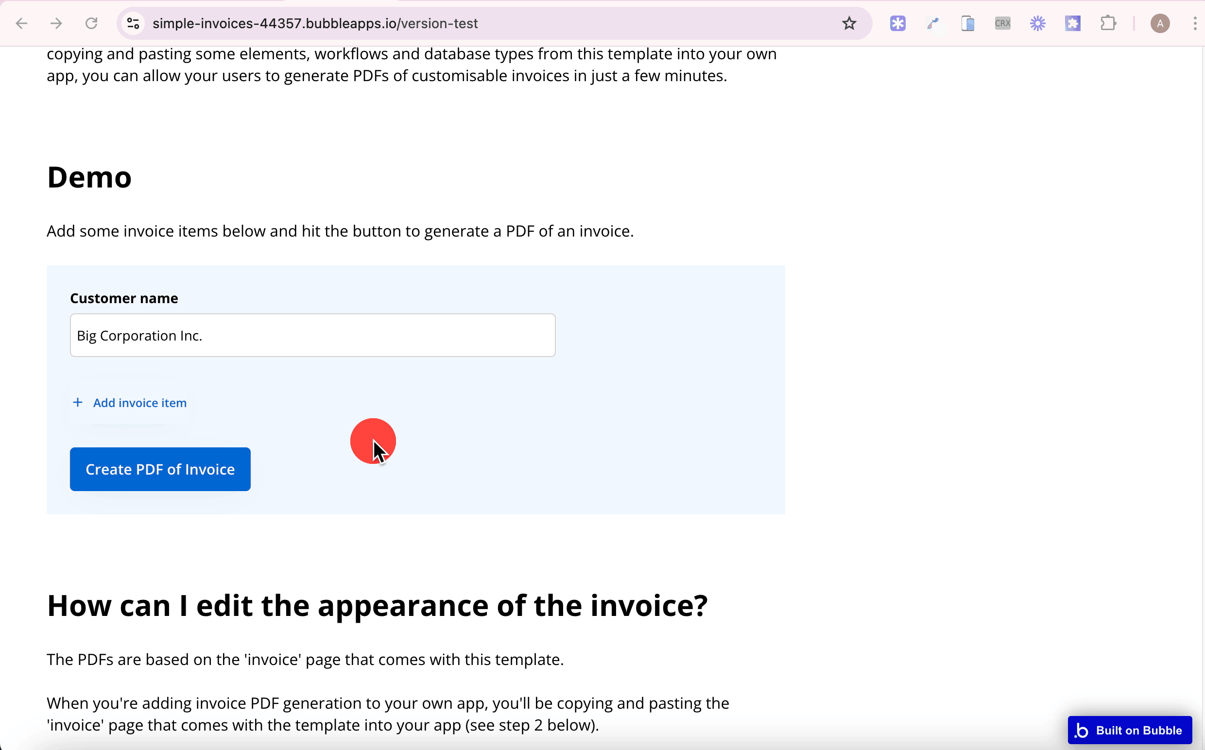 Adding an invoice item - DocuPotion