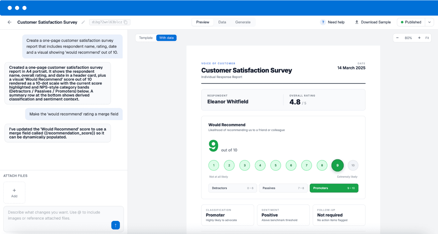 Converting a Typeform survey response into a branded PDF with DocuPotion